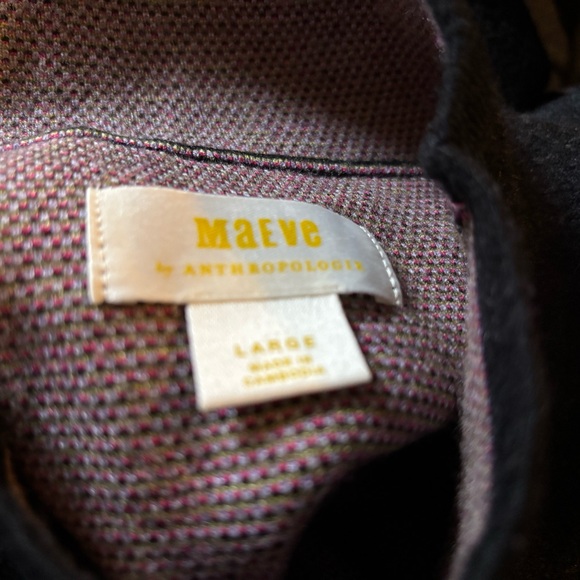 Maeve Anthropologie Carys Black Floral Print Mock Neck Knit Pullover Sweater L - Picture 8 of 8